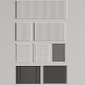 Various Styles Of Window Blinds With White Gray Colors And Striped Patterns