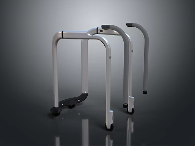 Building Construction Metal Mobile Support Frame With Curved Handles And Wheels 3d model