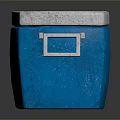 Blue Household Storage Box With Gray Lid And Colorful Decorative Stickers