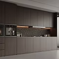 Modern Kitchen Cabinet Set With Integrated Appliances Dark Countertop And Sleek Design