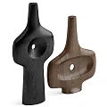 Modern Decorative Ornament Set With Black Brown Gold Abstract Shapes For Home Decor