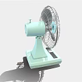 Modern Air Conditioner Fan With Light Blue Base And Metal Grille