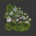 Natural Stone Decor with Lush Green Grass for Outdoor Garden Design