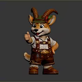 Cute Cartoon Goat Character Wearing Traditional Costume Green Hat Thumbs Up Gesture