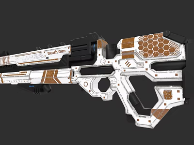 Futuristic Weapon With Modern Tactical Design Hexagonal Pattern And Deadly Burst Label 3d model