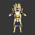 Golden Armored Warrior Character With Spiked Helmet And Ornate Armor Details