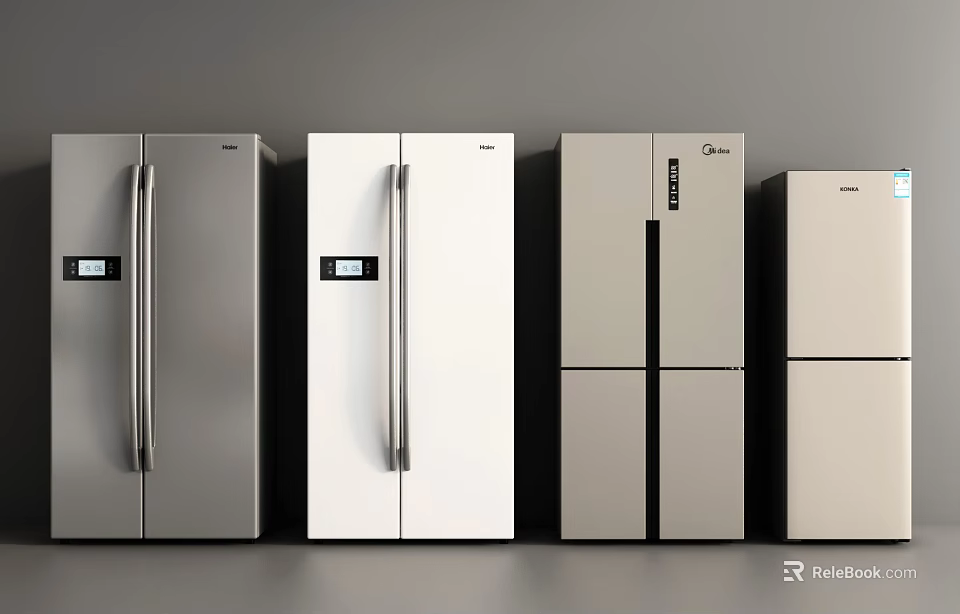 Contemporary Design Refrigerators Featuring Double Doors In Various Colors Like Silver White And Beige 3d model 