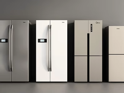 Contemporary Design Refrigerators Featuring Double Doors In Various Colors Like Silver White And Beige 3d model