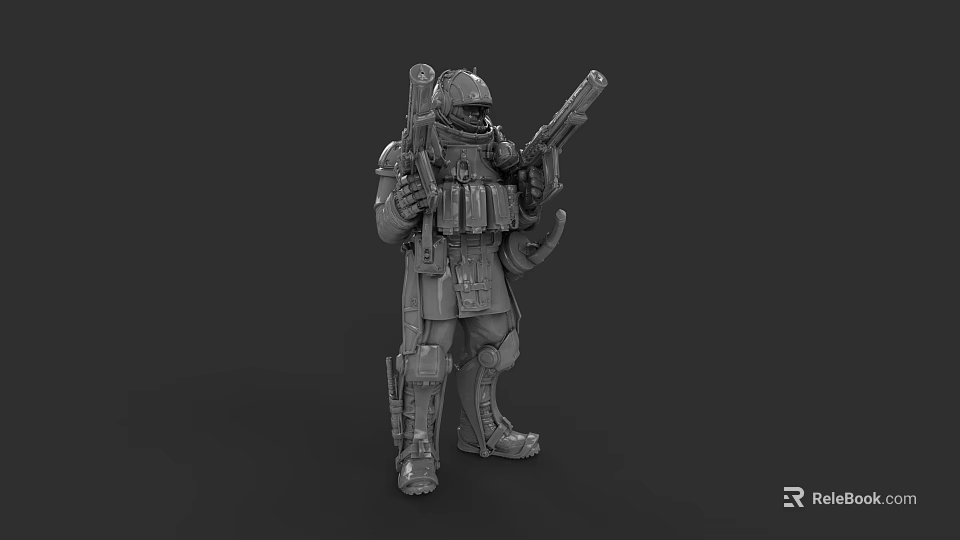 3D Rendered Game Movie Character In Tactical Armor With Dual Weapons 3d model 