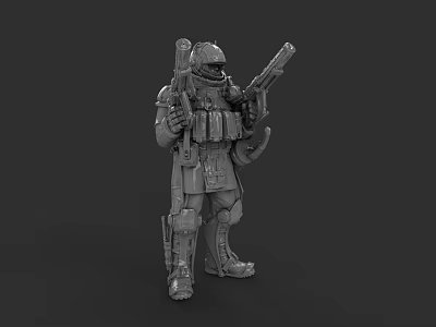 3D Rendered Game Movie Character In Tactical Armor With Dual Weapons 3d model