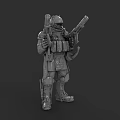 3D Rendered Game Movie Character In Tactical Armor With Dual Weapons