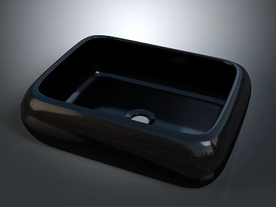 Modern Black Rectangular Bathroom Sink With Sleek Design And Drain Hole 3d model