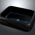 Modern Black Rectangular Bathroom Sink With Sleek Design And Drain Hole 3d model