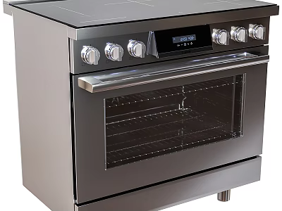 Stainless Steel Range Oven With Digital Display Control Knobs And Glass Door 3d model