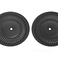 Pair of Round Black Decorative Ceiling Light Panels with Textured Design and Central Hole