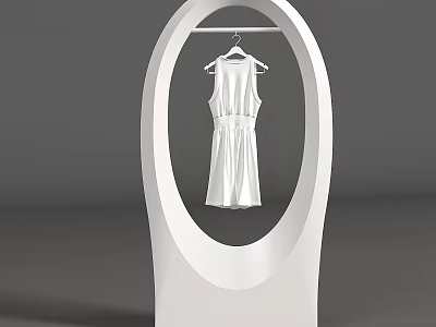 Modern Clothes Hanger Display Stand With White Dress Minimalist Design For Retail Or Home Use 3d model
