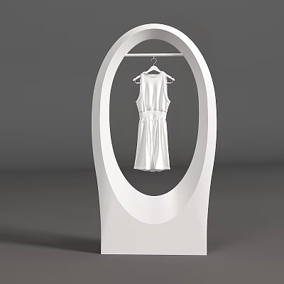 Modern Clothes Hanger Display Stand With White Dress Minimalist Design For Retail Or Home Use 3d model