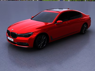 Red BMW Luxury Sedan With Sleek Exterior Black Wheels And Sunroof Design 3d model