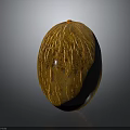 Whole Ripe Orange Cantaloupe Displaying Ribbed Texture on Smooth Shiny Surface