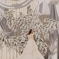 Elegant Photo Check In Spot With Bride White Drapes Floral Decor And Crystal Chandeliers