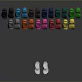 Colorful Clogs In Various Vibrant Hues Arranged Neatly With Reflection