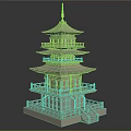 Traditional White Pagoda With Multiple Tiers Ornate Eaves Balustrade Base Platform And Stairs