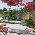 Traditional Japanese Karesansui Garden Design With Rock Formations Moss And Wooden Deck
