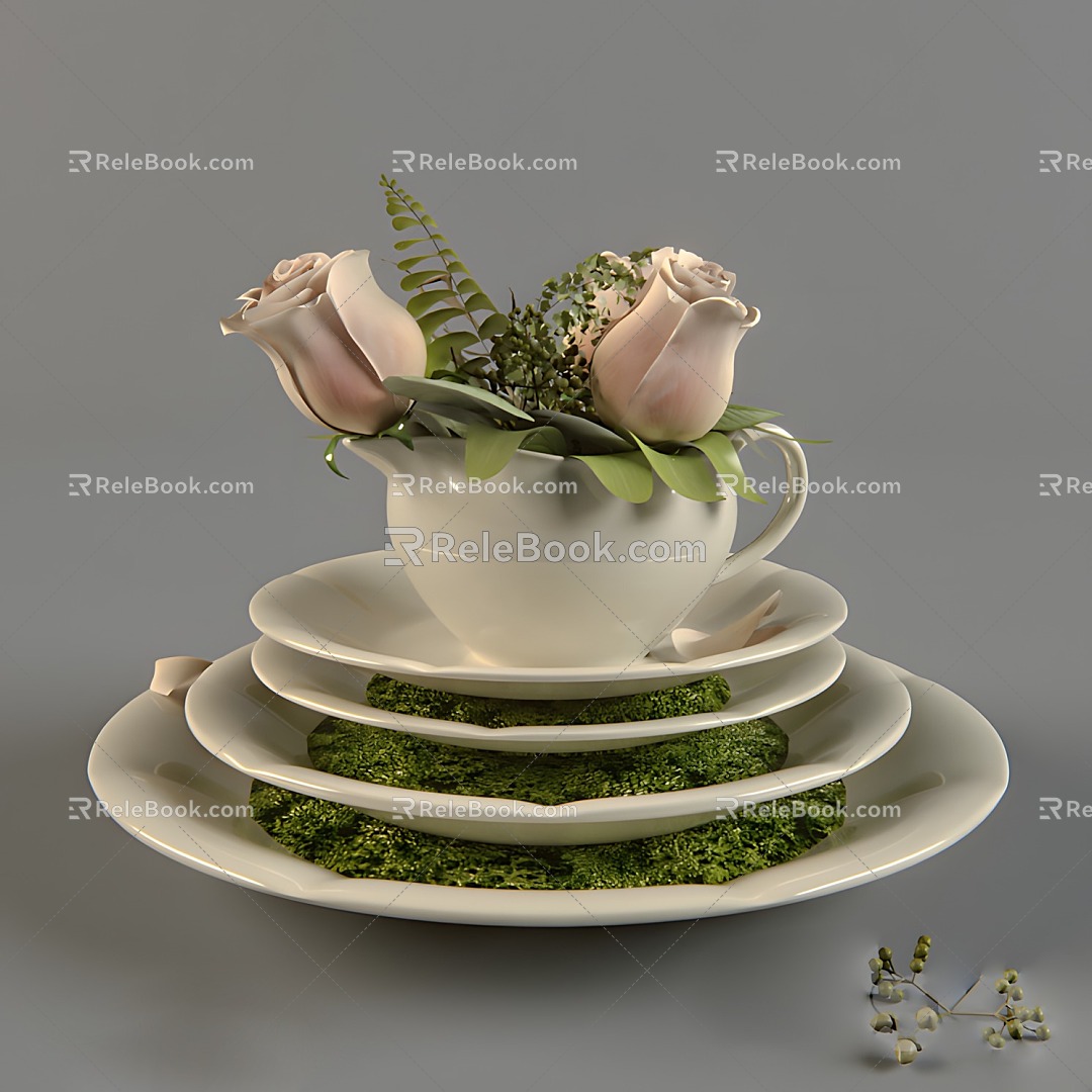 Creative flowerpot flowers flowers flowers leaves 3d model