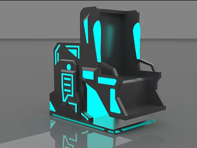 Futuristic Black Gaming Chair With Blue Glowing Accents And Modern Design 3d model