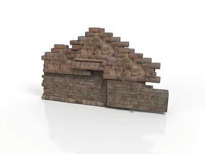 Modern Contemporary Outdoor Space With Stacked Brick Stone Wall Decorative Structure 3d model
