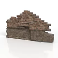 Modern Contemporary Outdoor Space With Stacked Brick Stone Wall Decorative Structure 3d model