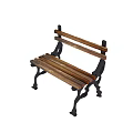 Wooden Outdoor Bench With Black Metal Frame And Classic Carved Legs