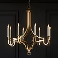 Classic Gold Chandelier With Candle Shaped Lights For Dark Wall Interior