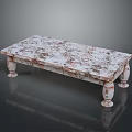 Elegant Coffee Table With White Brown Marbled Top And Carved Legs Design