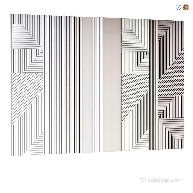 Modern Background Wall With Black And White Geometric Stripes And Symmetric Patterns 3d model
