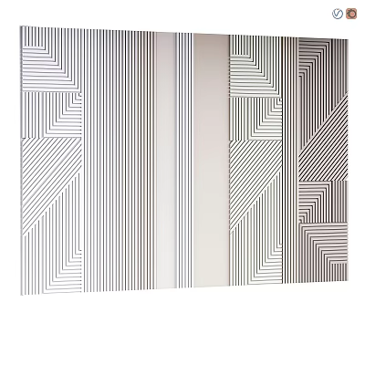 Modern Background Wall With Black And White Geometric Stripes And Symmetric Patterns 3d model