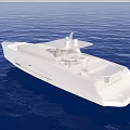 Sleek White Modern Yacht With Open Deck Sailing On Blue Calm Ocean