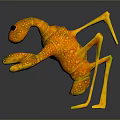 3D Character Design Of Orange Spotted Creature With Big Eyes And Long Legs