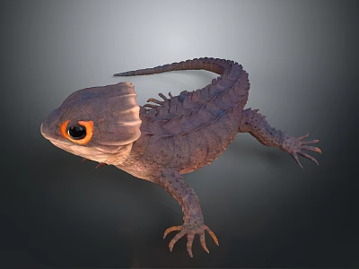 Spiked Back Reptile Lizard With Vibrant Orange Eyes And Detailed Skin 3d model