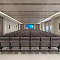 Modern Conference Room Interior With Large Screen Long Table And Wooden Walls