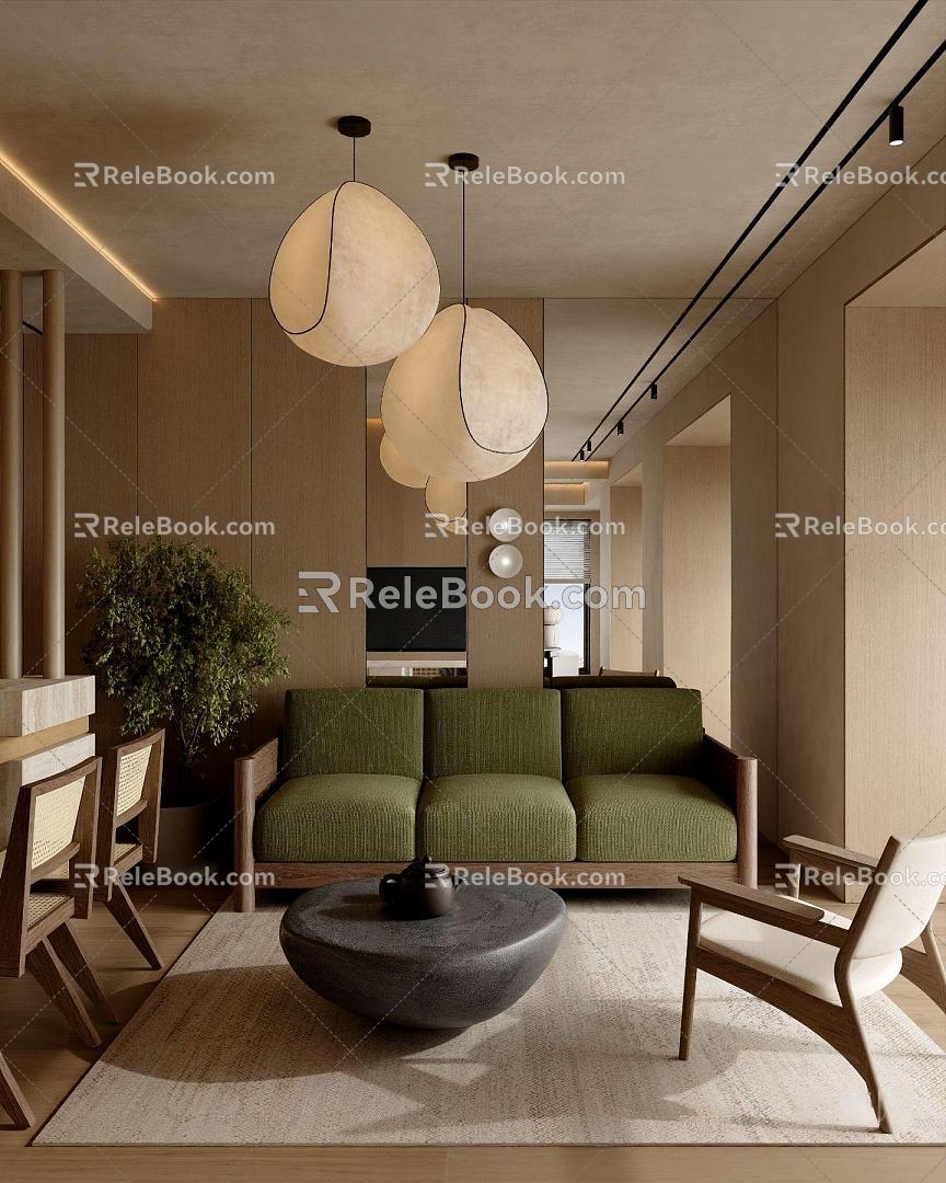 Middle Ancient Guest Restaurant, Jiafengke Restaurant, Small Apartment Guest Restaurant, New Chinese Guest Restaurant, Song Style Aesthetic Guest Restaurant, Middle Ancient Style Sofa Tea Table 3d model