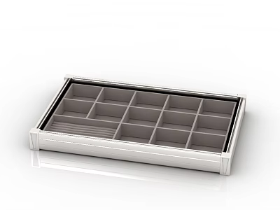 Modern Wardrobe Interior Drawer Organizer With White Frame And Gray Compartments 3d model