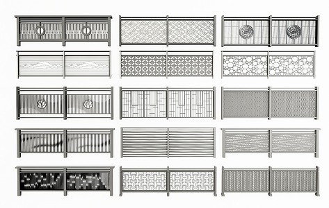 New Chinese Guardrail Railing 3d model