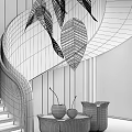 Modern Interior Design With Leaf Shaped Decor Dark Walls Red Ornaments And Glass Doors