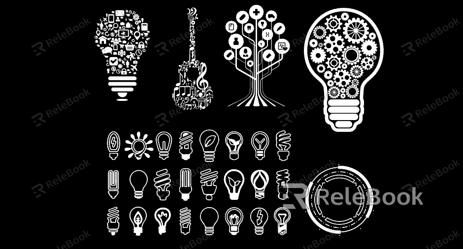 Technology Machine Light Bulb Music Symbol Silhouette model