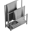 Functional Bathroom Accessories Metal Towel Rack with Wooden Base Hanging and Stacked Towels