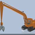 Industrial Equipment Orange Tracked Excavator With Heavy Duty Mechanical Claw And Cab