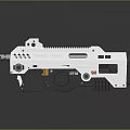 Futuristic White Gun With Mechanical Barrel Grip And Sci Fi Design Details