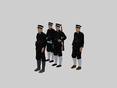 There are bound realism Republic of China police patrol house police patrol police Kuomintang soldiers revolutionary soldiers two dogs Republic of China figures Republic of China security team 3d model