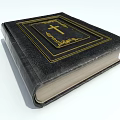 Elegant Vintage Book With Black Cover And Gold Cross Ornate Decorations